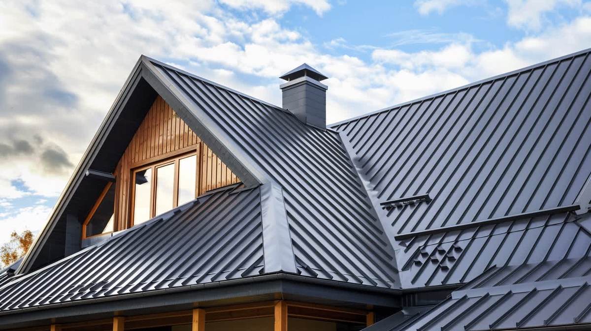 Ödemiş EPDM Kauçuk Çatı – antrasit kenet sistem metal çatıyla kaplanmış müstakil ev